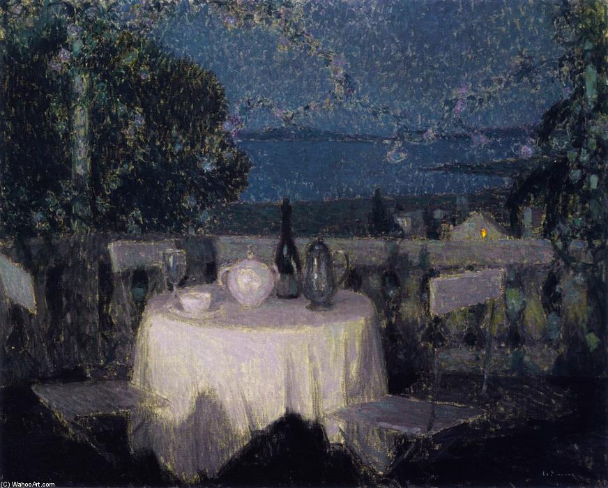 Wikioo.org - The Encyclopedia of Fine Arts - Painting, Artwork by Henri Eugène Augustin Le Sidaner - Table in the Moonlight