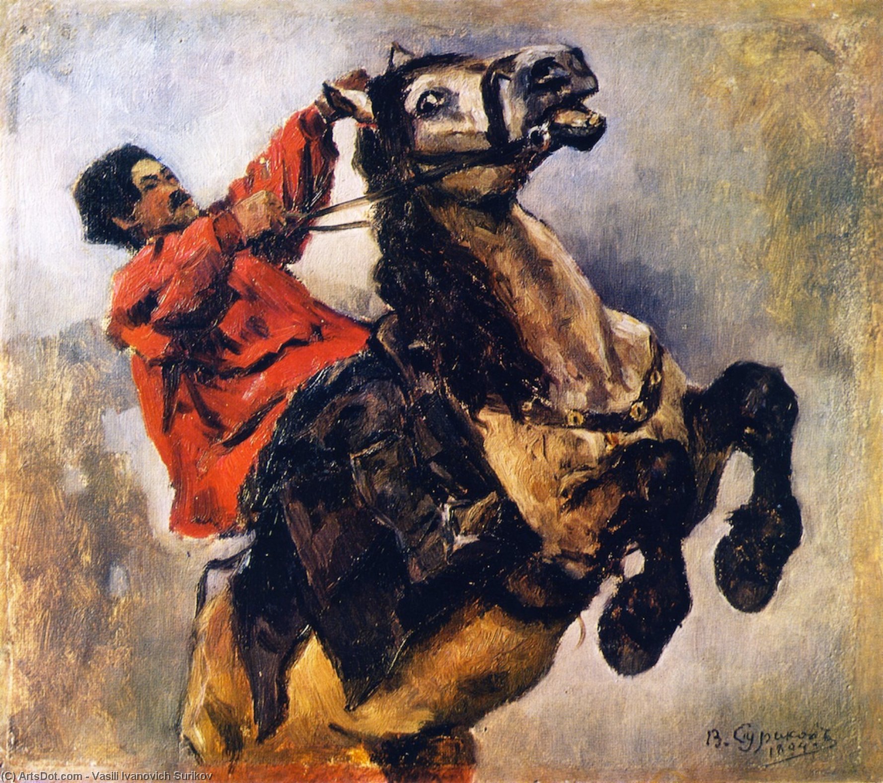 Wikioo.org - The Encyclopedia of Fine Arts - Painting, Artwork by Vasili Ivanovich Surikov - A Tartar Horseman