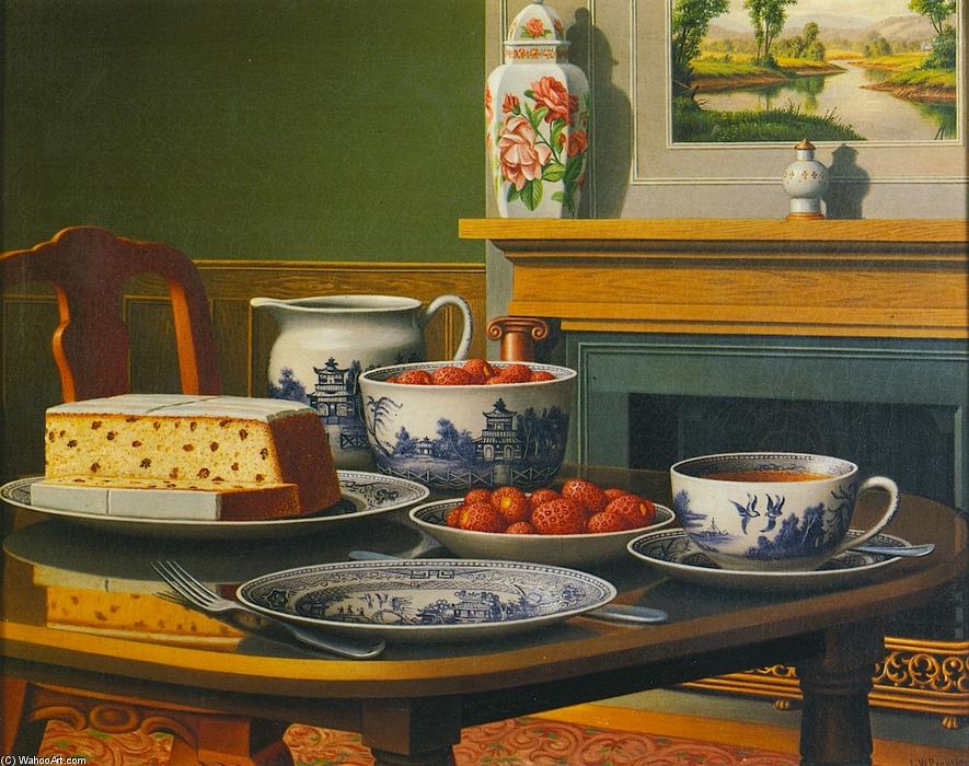 WikiOO.org - Encyclopedia of Fine Arts - Maalaus, taideteos Levi Wells Prentice - Tea, Cake and Strawberries