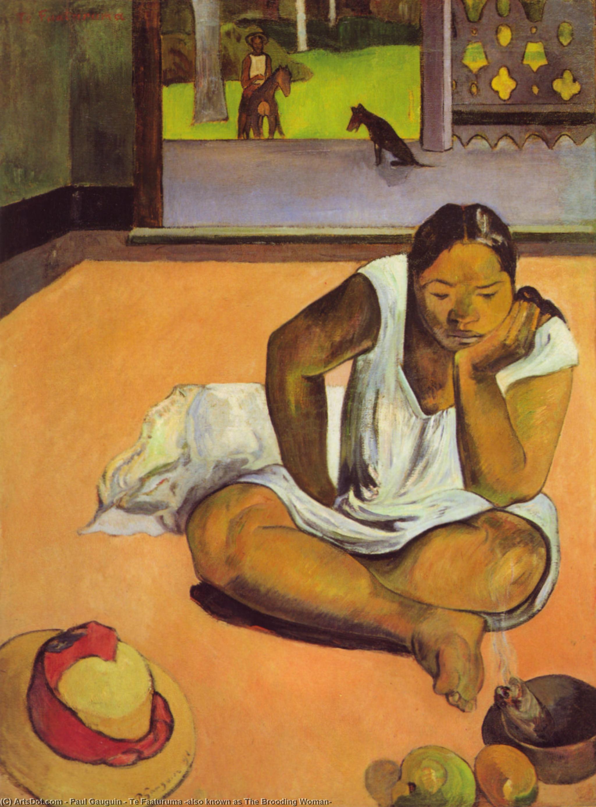 WikiOO.org - دایره المعارف هنرهای زیبا - نقاشی، آثار هنری Paul Gauguin - Te Faaturuma (also known as The Brooding Woman)