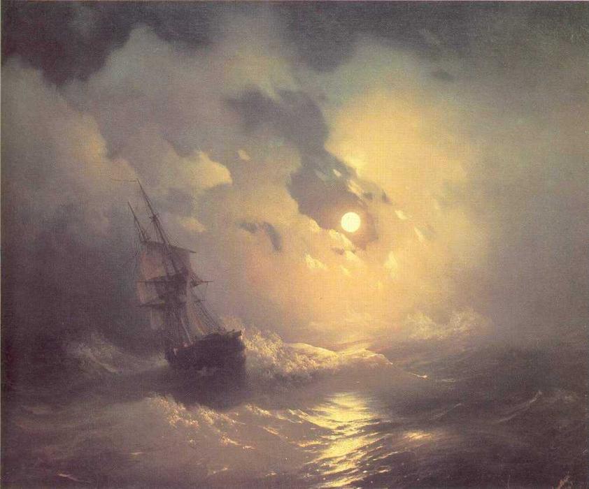 Wikioo.org - สารานุกรมวิจิตรศิลป์ - จิตรกรรม Ivan Aivazovsky - Tempest on the sea at nidht