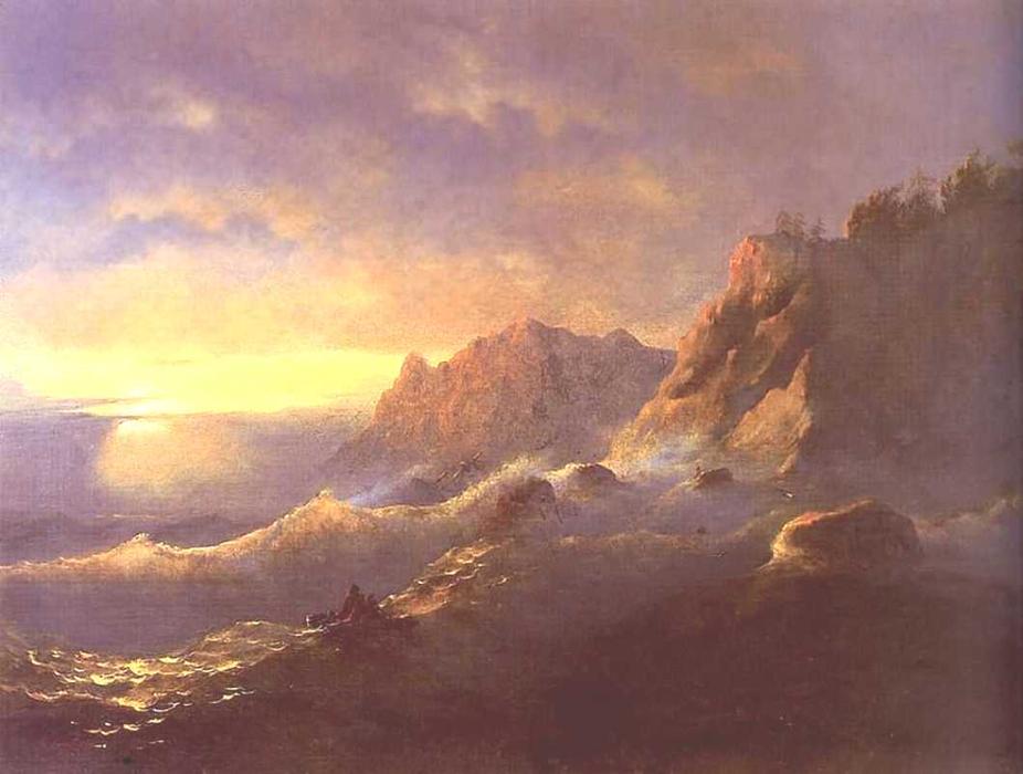 Wikioo.org - The Encyclopedia of Fine Arts - Painting, Artwork by Ivan Aivazovsky - Tempest, sunset