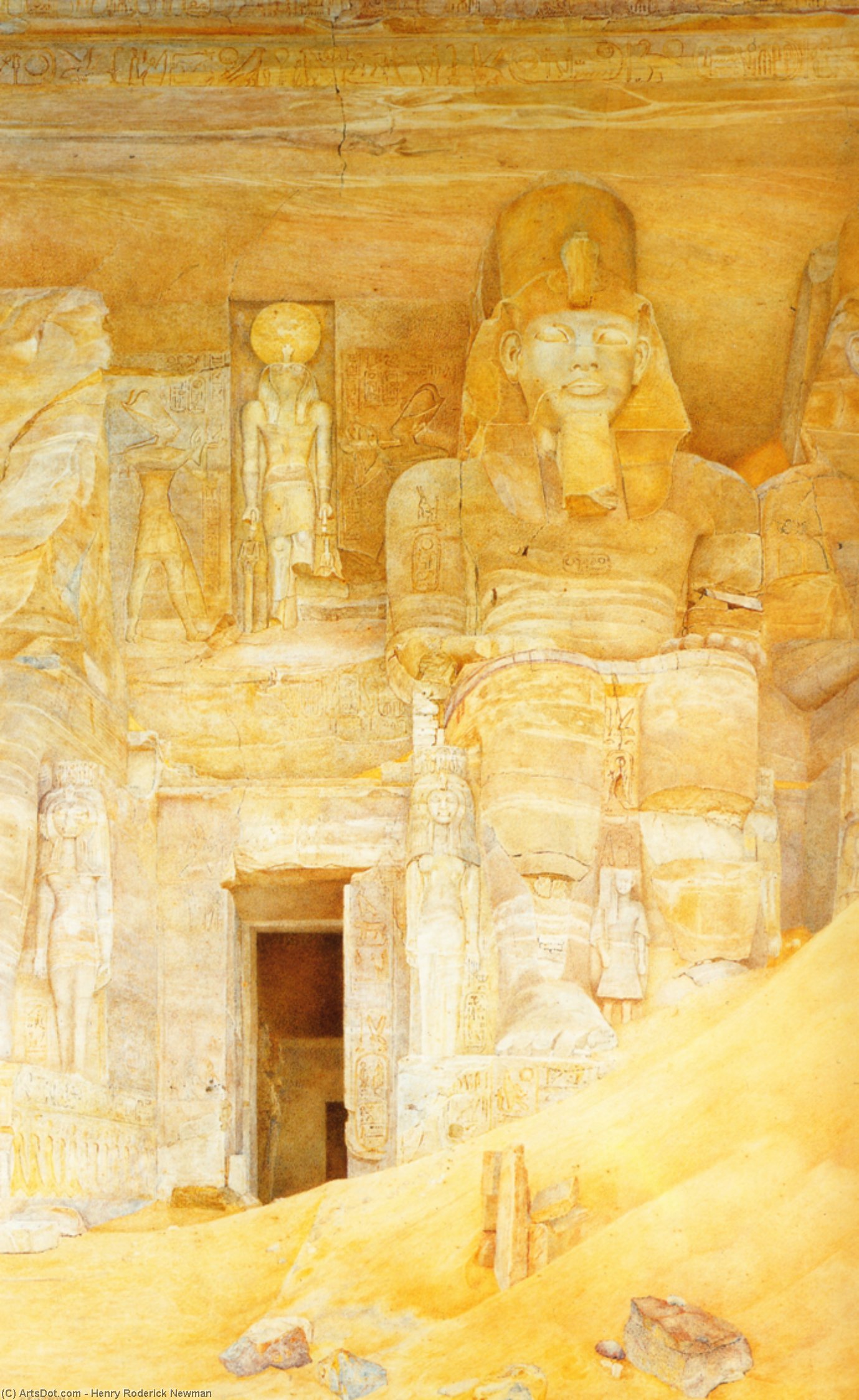Wikioo.org - สารานุกรมวิจิตรศิลป์ - จิตรกรรม Henry Roderick Newman - The Temple Door at Abu Simbel