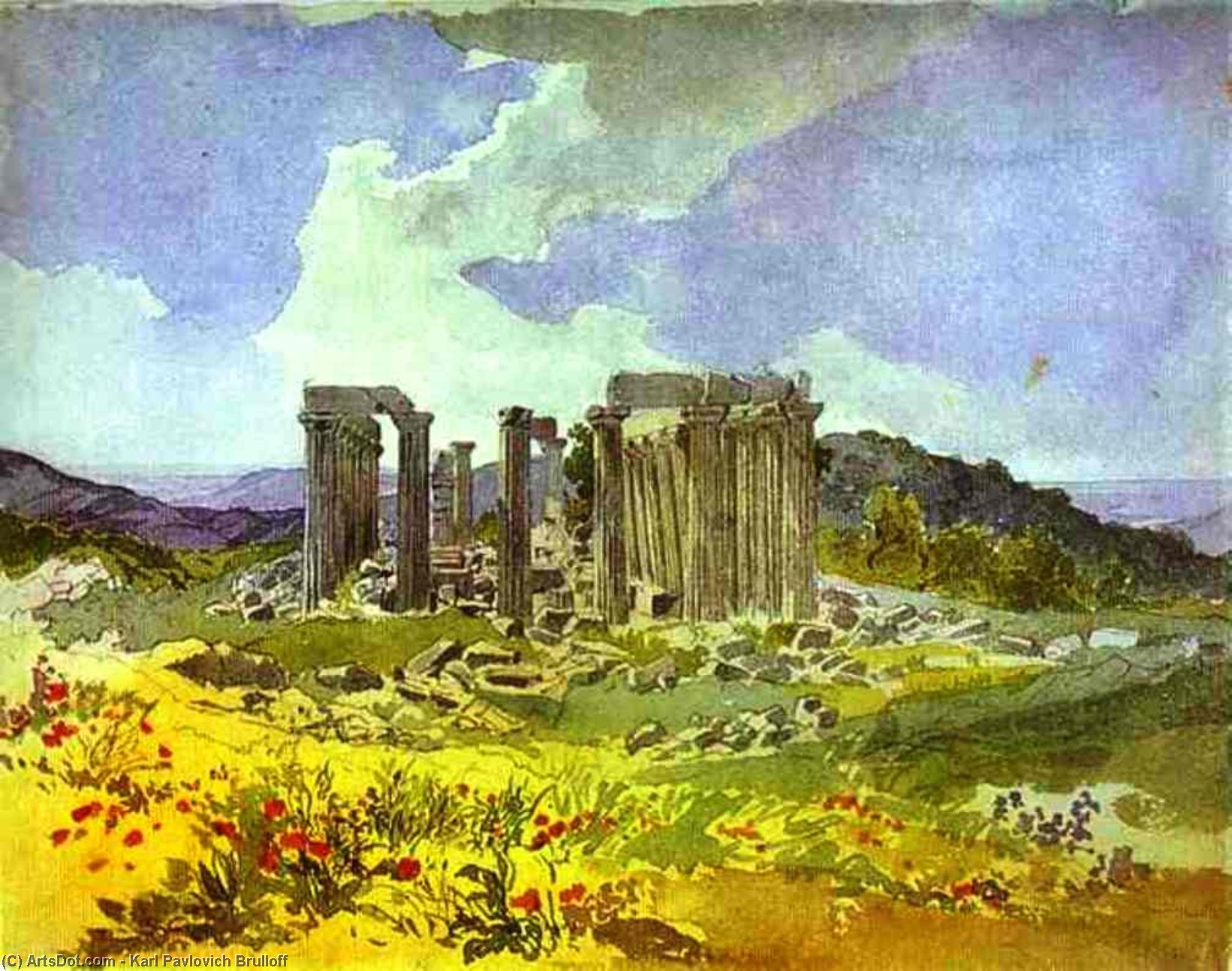 Wikioo.org - The Encyclopedia of Fine Arts - Painting, Artwork by Karl Pavlovich Brulloff - Temple of Apollo in Phigalia
