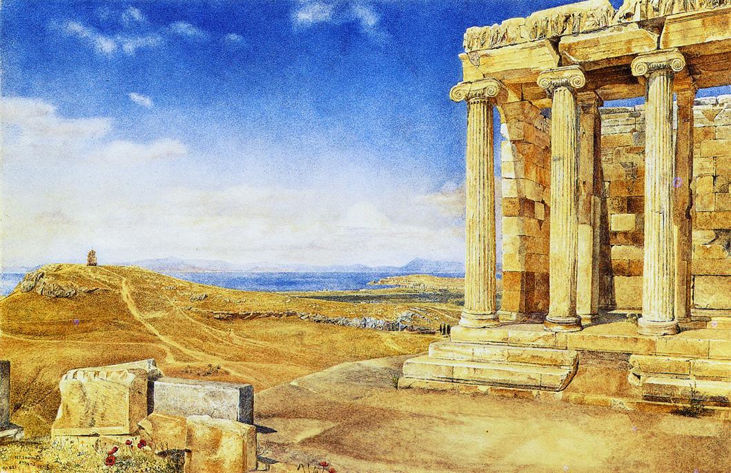 WikiOO.org - Encyclopedia of Fine Arts - Målning, konstverk Henry Roderick Newman - The Temple of Athena Nike on nthe Acropolis