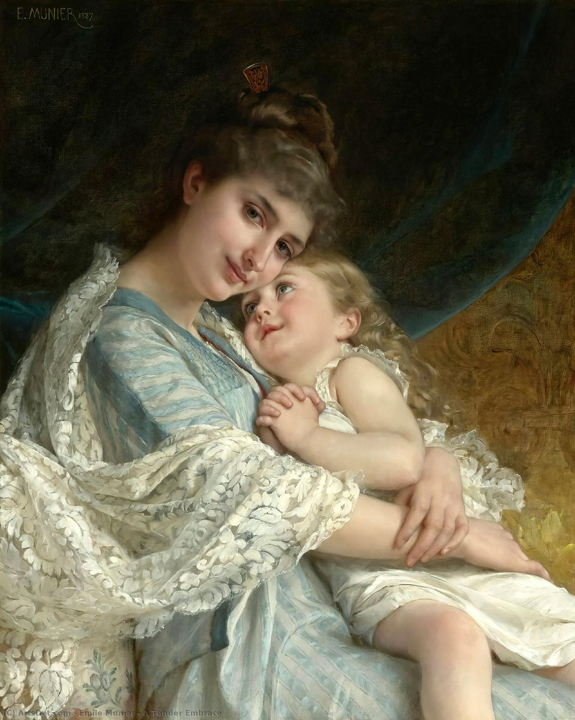 Wikioo.org - The Encyclopedia of Fine Arts - Painting, Artwork by Emile Munier - A Tender Embrace