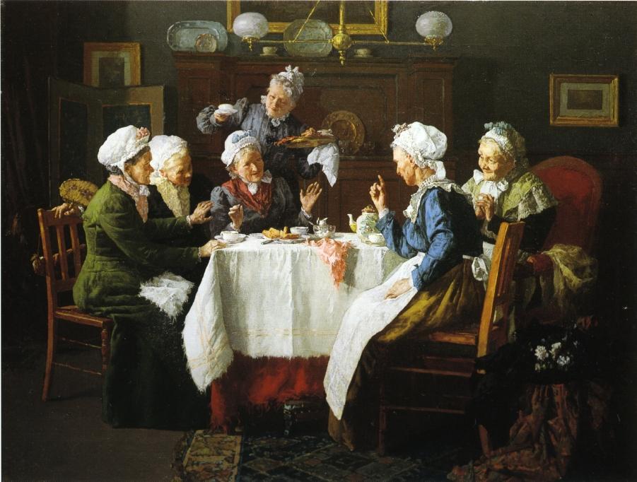 WikiOO.org - Encyclopedia of Fine Arts - Maľba, Artwork Louis C Moeller - A Tea Party