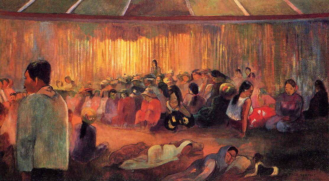 WikiOO.org - Encyclopedia of Fine Arts - Maľba, Artwork Paul Gauguin - Te Rare Hymenee (also known as The House of Hymns)