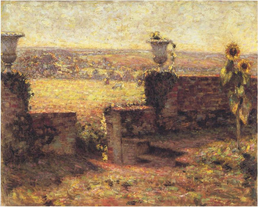 Wikioo.org - The Encyclopedia of Fine Arts - Painting, Artwork by Henri Eugène Augustin Le Sidaner - Terrace in Gerberoy
