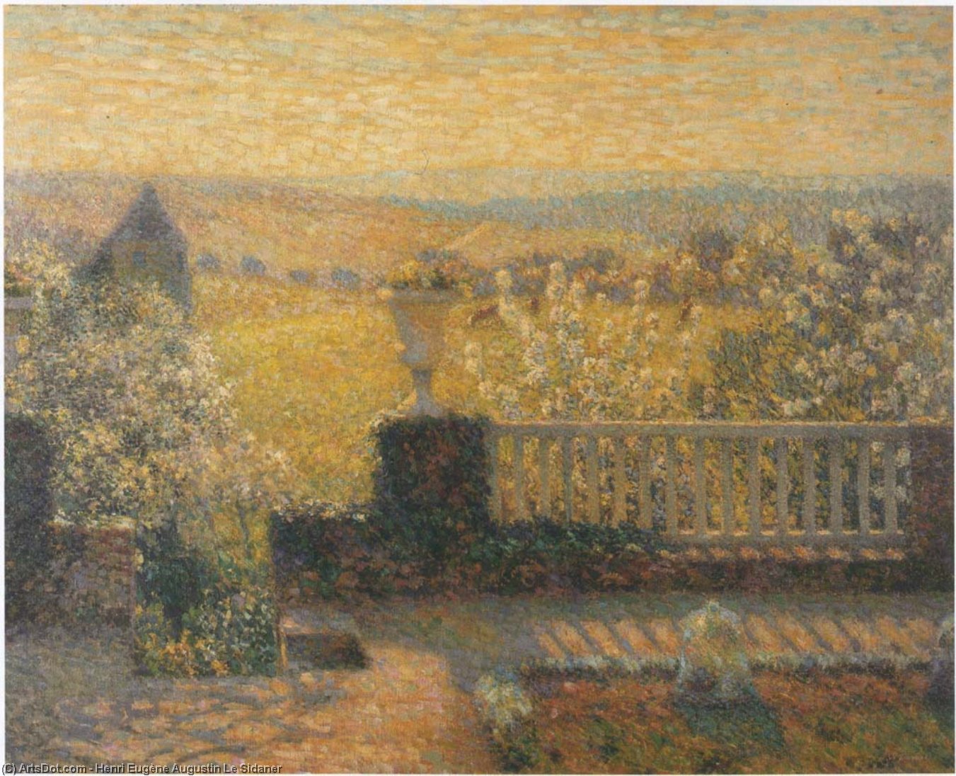 Wikioo.org - The Encyclopedia of Fine Arts - Painting, Artwork by Henri Eugène Augustin Le Sidaner - Terrace in Springtime