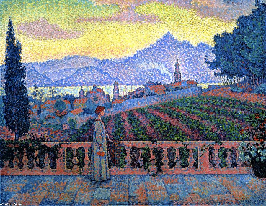 Wikioo.org - The Encyclopedia of Fine Arts - Painting, Artwork by Paul Signac - The Terrace, Saint-Tropez