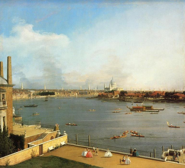 Wikioo.org - The Encyclopedia of Fine Arts - Painting, Artwork by Giovanni Antonio Canal (Canaletto) - The Thames and the City of London from Richmond House