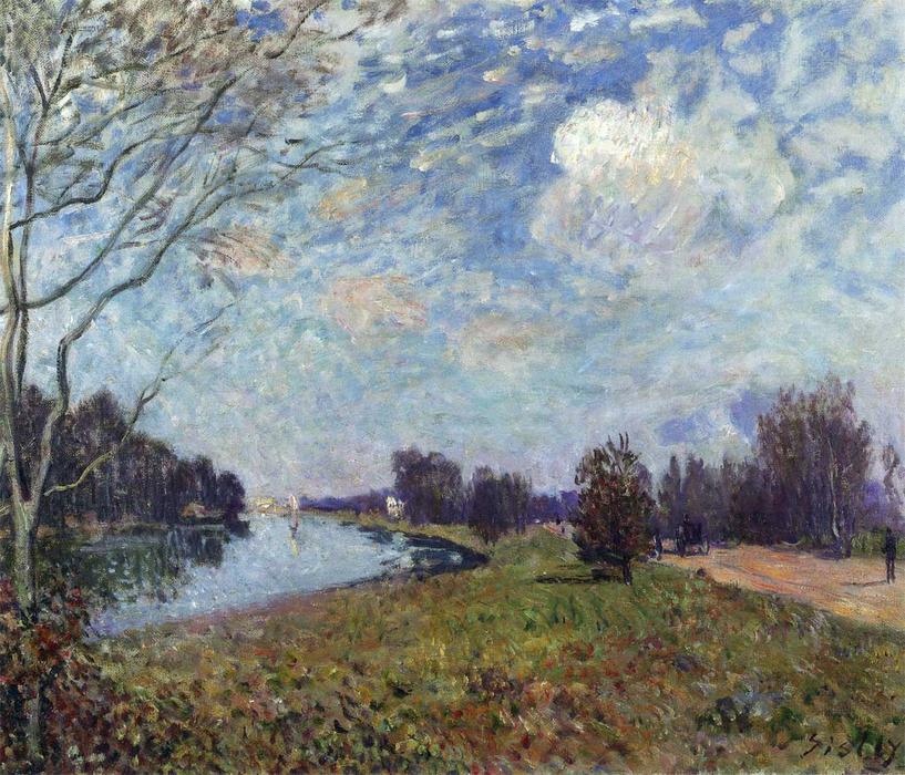 Wikioo.org - สารานุกรมวิจิตรศิลป์ - จิตรกรรม Alfred Sisley - The Thames at Hampton Court, East Molesey