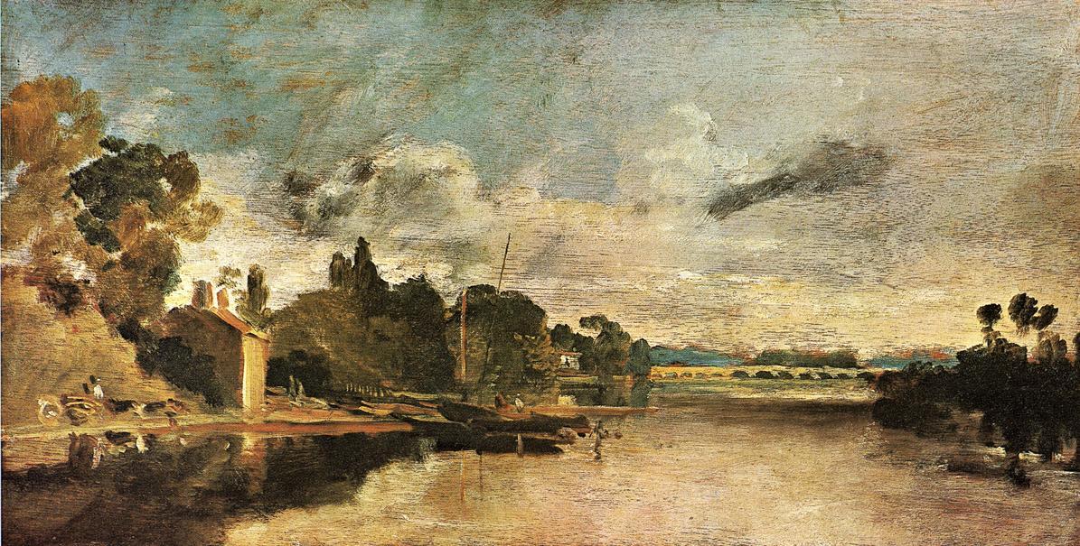 Wikioo.org – La Enciclopedia de las Bellas Artes - Pintura, Obras de arte de William Turner - El Thames cerca de Walton Puentes