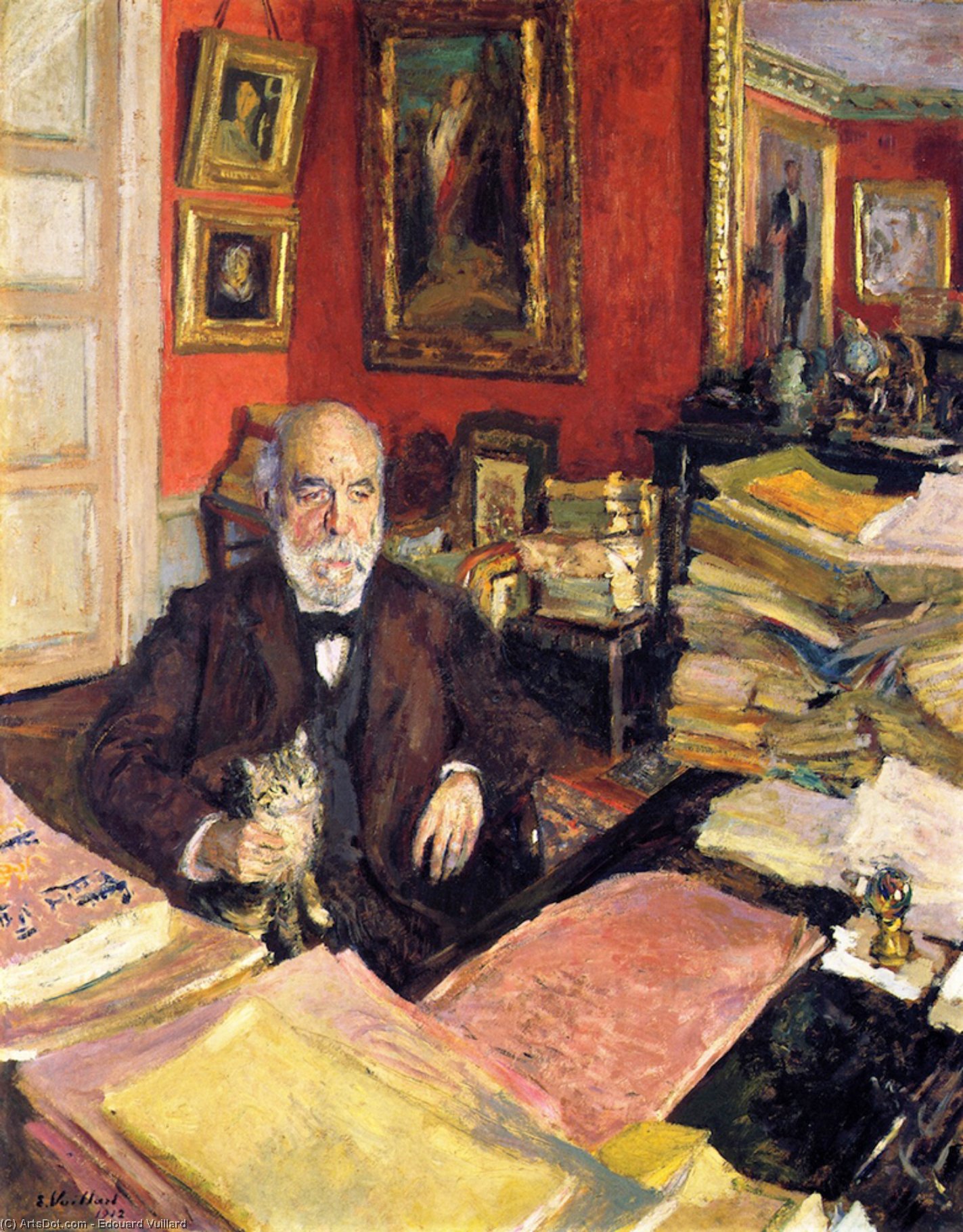 WikiOO.org - Encyclopedia of Fine Arts - Maleri, Artwork Jean Edouard Vuillard - Théodore Duret in His Study