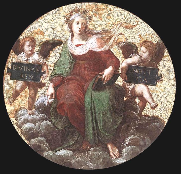 Wikioo.org – L'Enciclopedia delle Belle Arti - Pittura, Opere di Raphael (Raffaello Sanzio Da Urbino) - Teologia (soffitto tondo) (Stanza della Segnatura)
