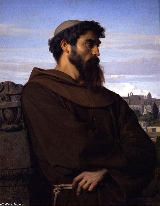 Wikioo.org - The Encyclopedia of Fine Arts - Painting, Artwork by Alexandre Cabanel - A Thinker, Young Roman Monk