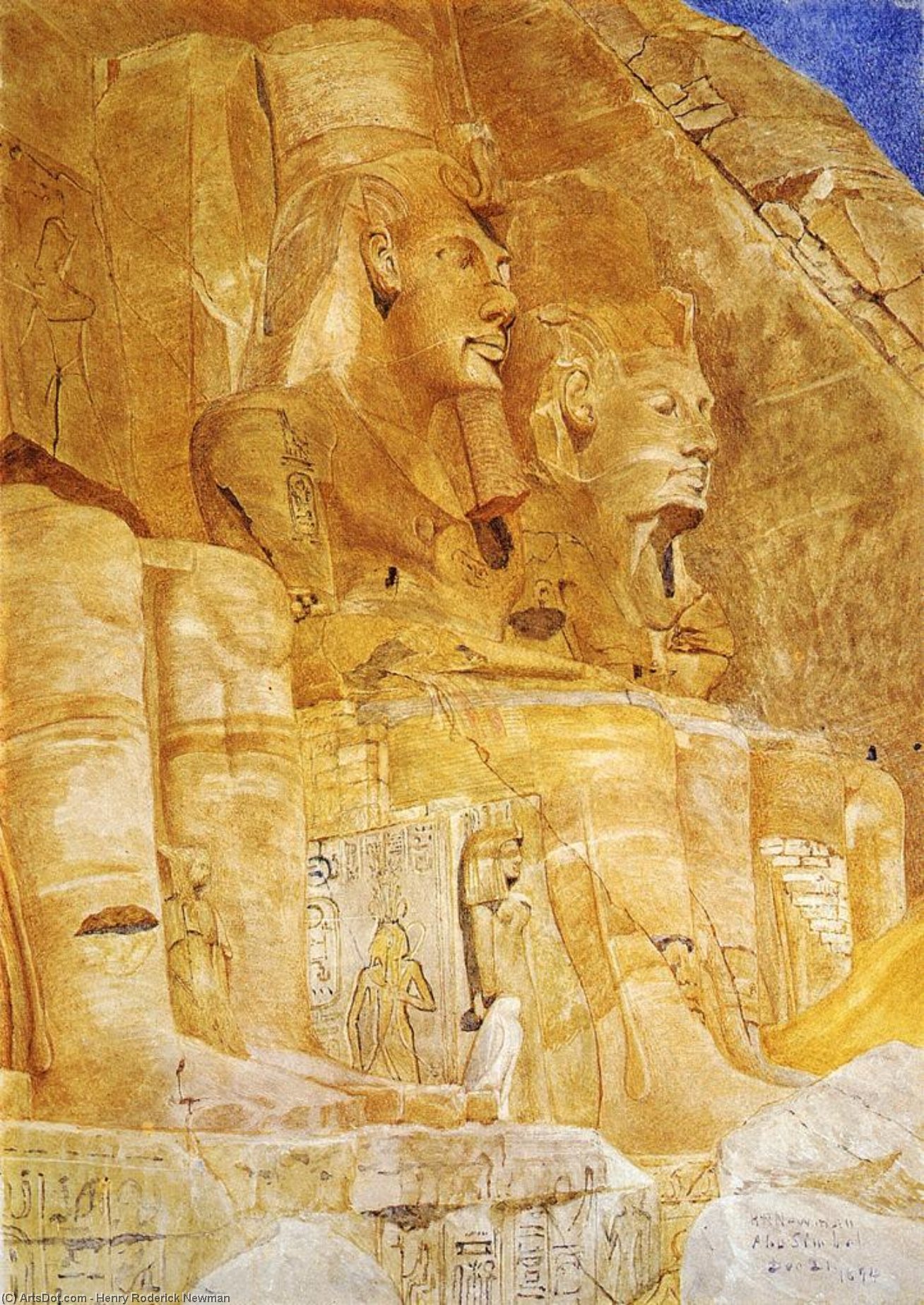 Wikioo.org - The Encyclopedia of Fine Arts - Painting, Artwork by Henry Roderick Newman - The Third and Fourth Figures at Abu Simbel