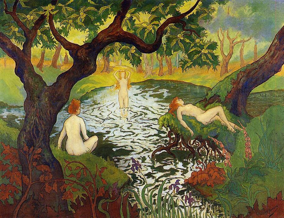 Wikoo.org - موسوعة الفنون الجميلة - اللوحة، العمل الفني Paul Ranson - Three Bathers with Irises