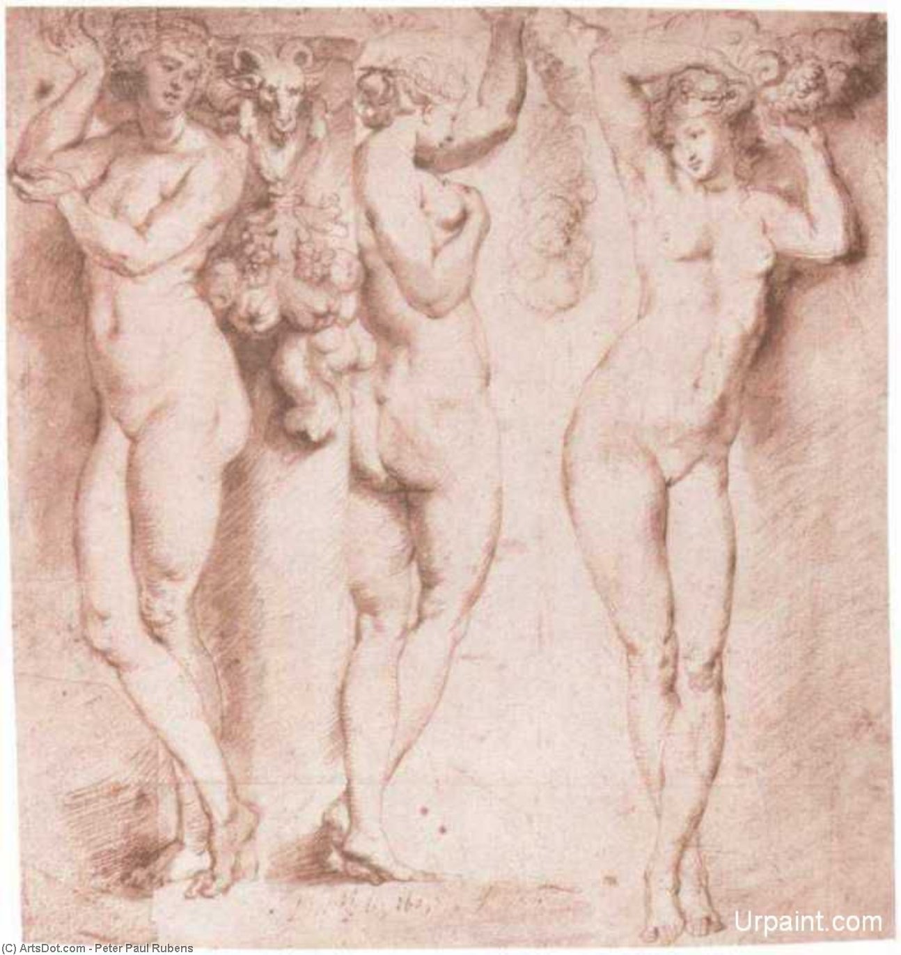 Wikioo.org - The Encyclopedia of Fine Arts - Painting, Artwork by Peter Paul Rubens - The Three Caryatids