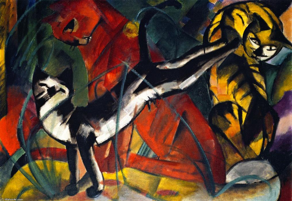 Wikioo.org - The Encyclopedia of Fine Arts - Painting, Artwork by Franz Marc - Three Cats