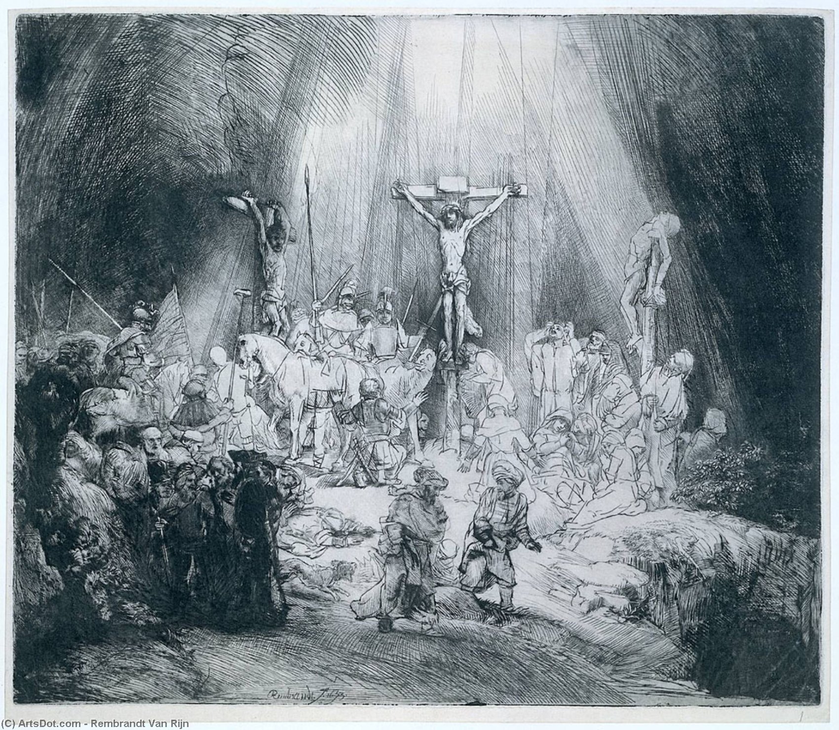 Wikioo.org - The Encyclopedia of Fine Arts - Painting, Artwork by Rembrandt Van Rijn - The Three Crosses