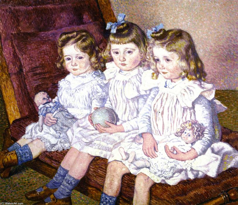 WikiOO.org - אנציקלופדיה לאמנויות יפות - ציור, יצירות אמנות Theo Van Rysselberghe - Three Daughters of Thomas Braun