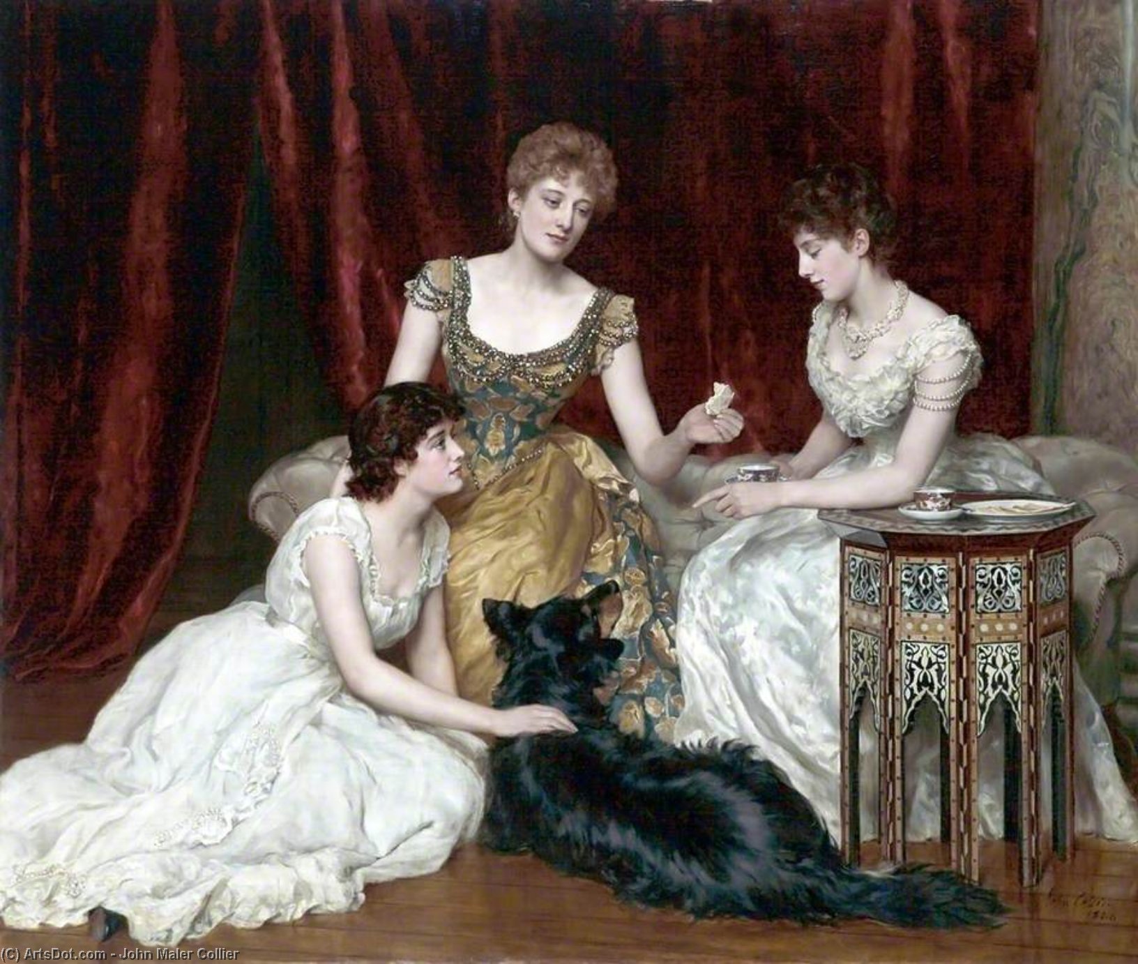 Wikoo.org - موسوعة الفنون الجميلة - اللوحة، العمل الفني John Maler Collier - The Three Daughters of William Reed