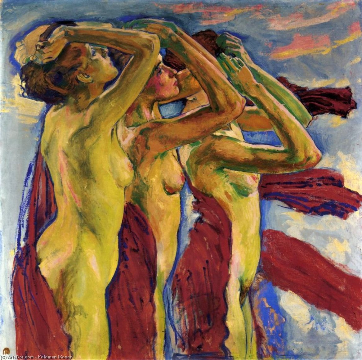 WikiOO.org - Encyclopedia of Fine Arts - Maleri, Artwork Koloman Moser - The Three Graces