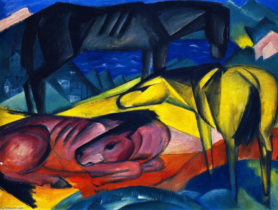 Wikioo.org - The Encyclopedia of Fine Arts - Painting, Artwork by Franz Marc - Three Horses II