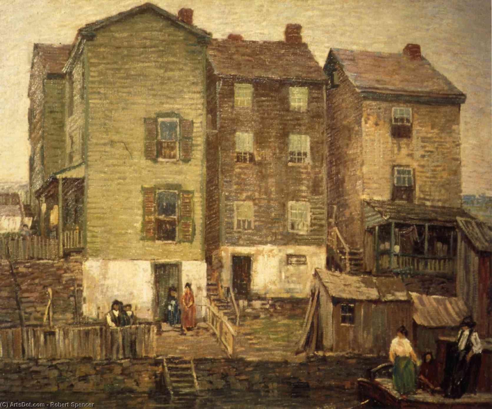 Wikioo.org - The Encyclopedia of Fine Arts - Painting, Artwork by Robert Spencer - Three Houses