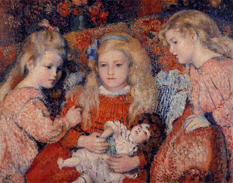 WikiOO.org - Encyclopedia of Fine Arts - Målning, konstverk Georges Lemmen - Three Little Girls