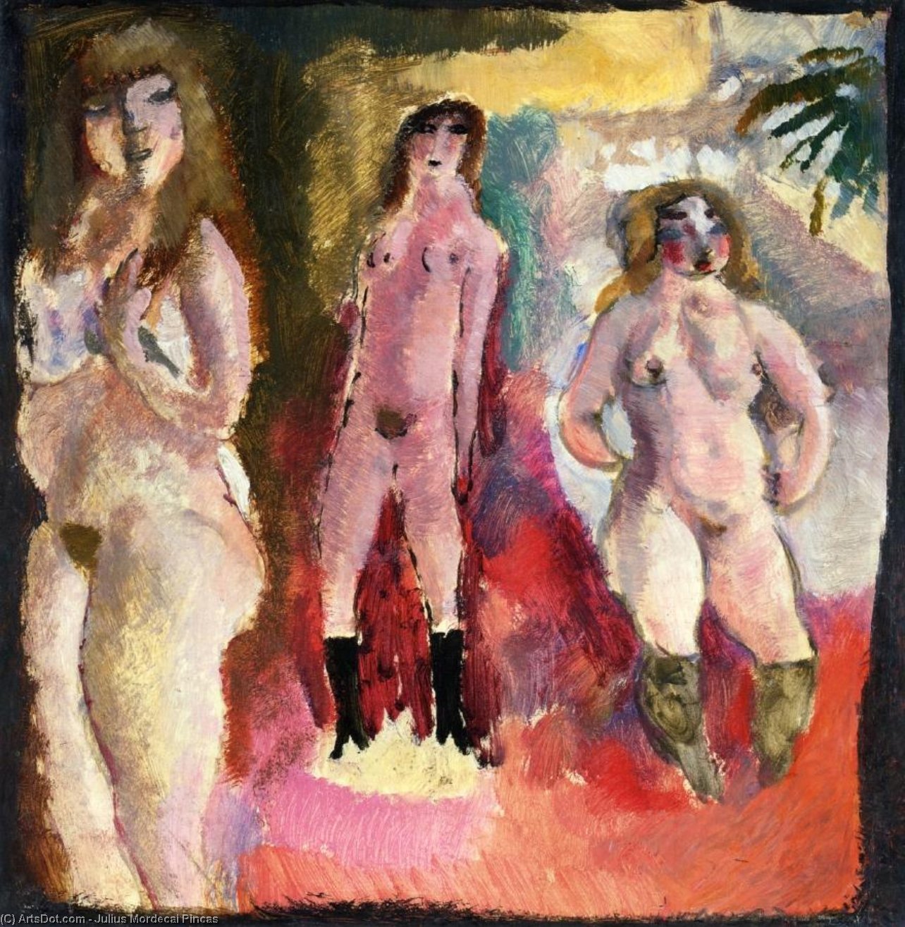 WikiOO.org - Enciclopédia das Belas Artes - Pintura, Arte por Julius Mordecai Pincas - Three Nudes