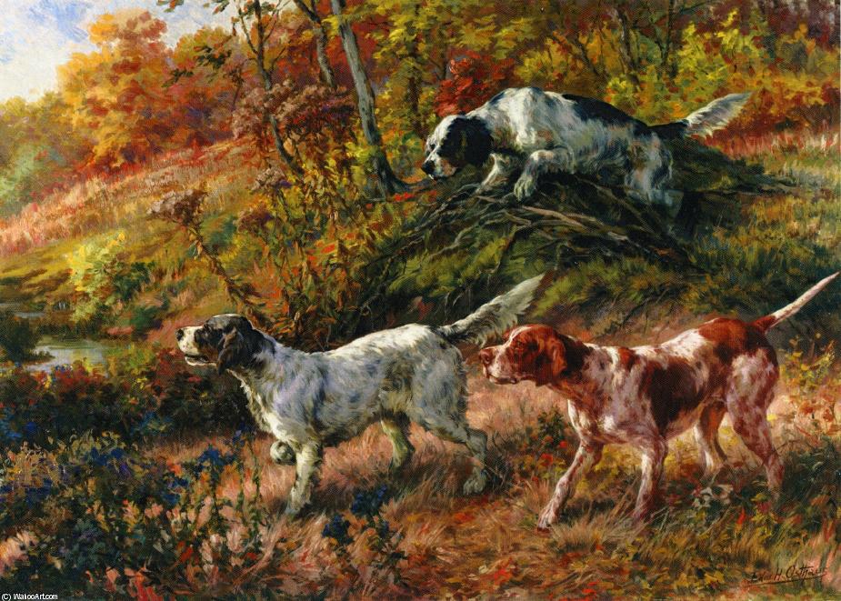 Wikioo.org - The Encyclopedia of Fine Arts - Painting, Artwork by Edmund Henry Osthaus - Three Setters on Point