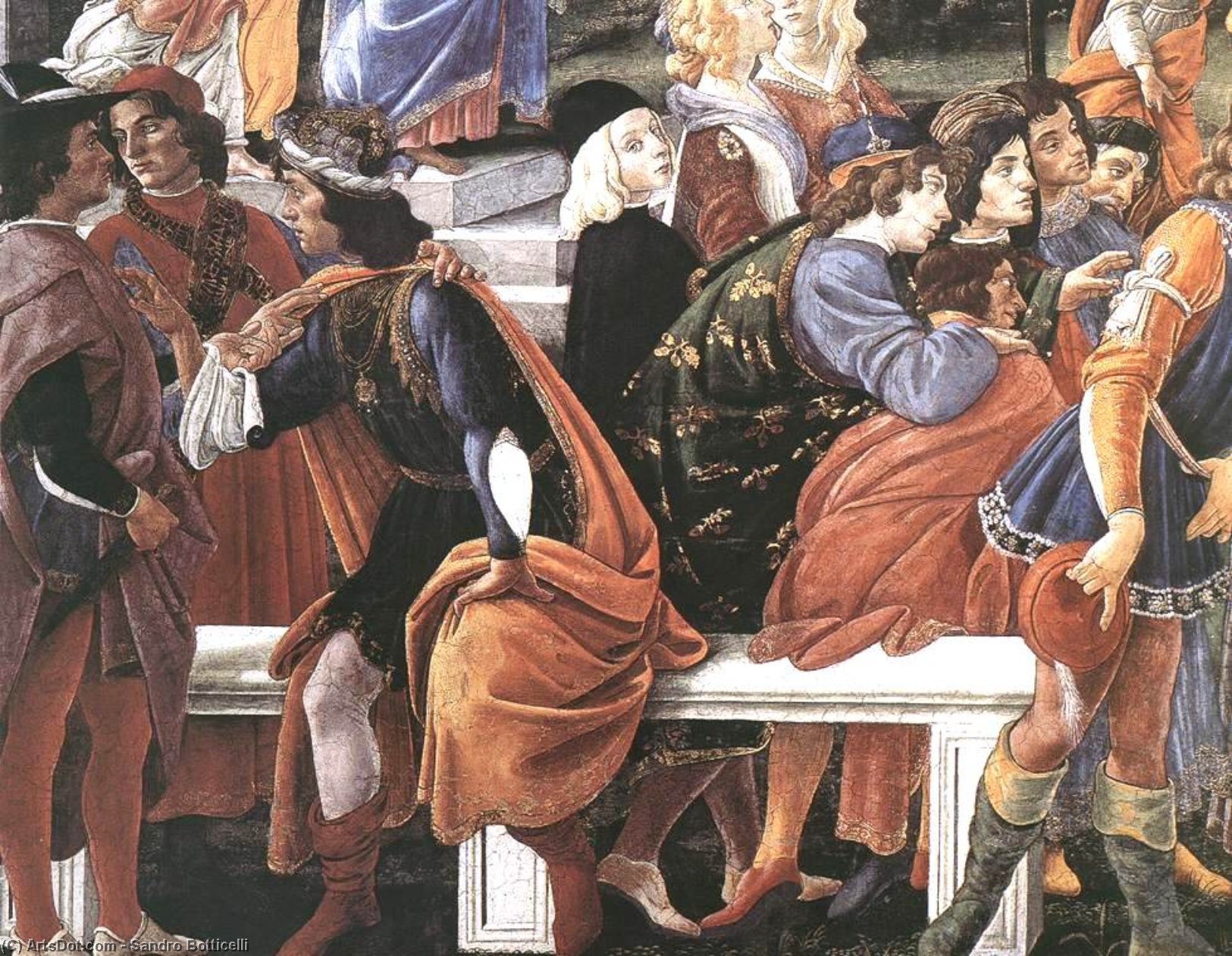Wikioo.org - The Encyclopedia of Fine Arts - Painting, Artwork by Sandro Botticelli - Three Temptations of Christ (detail 2) (Cappella Sistina, Vatican)