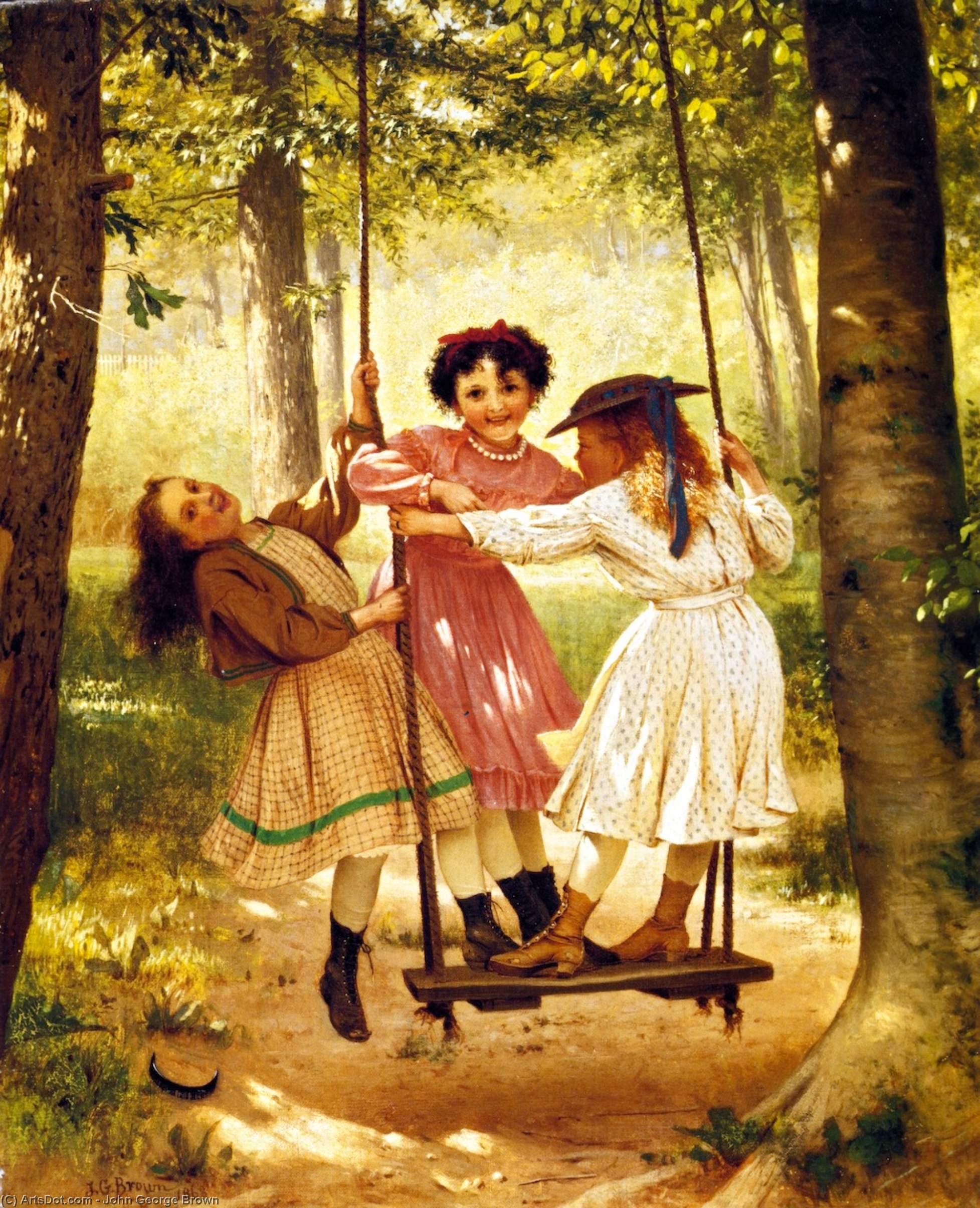 Wikioo.org - The Encyclopedia of Fine Arts - Painting, Artwork by John George Brown - The Three Tomboys