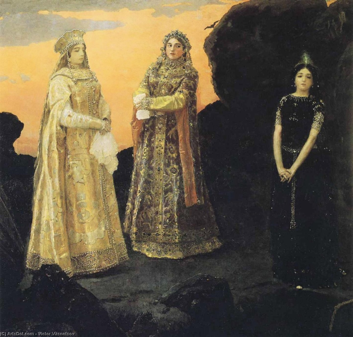 Wikioo.org - Bách khoa toàn thư về mỹ thuật - Vẽ tranh, Tác phẩm nghệ thuật Victor Vasnetsov - Three Tsarevnas of the Underground Kingdom