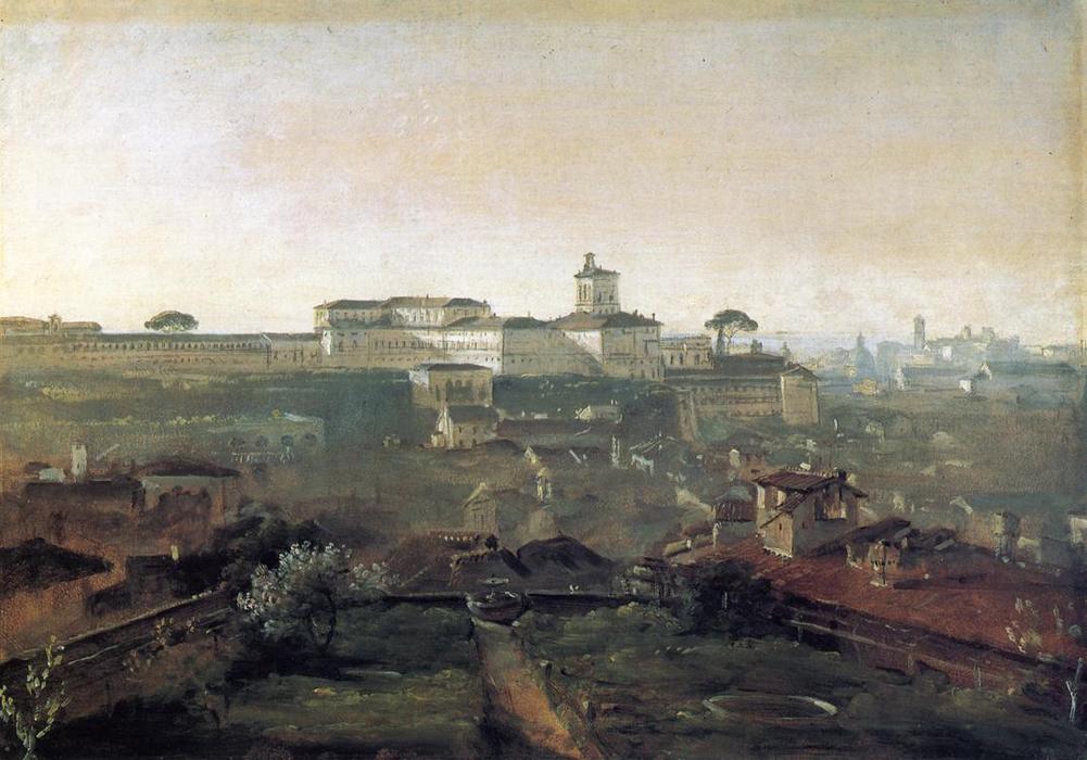 Wikioo.org - The Encyclopedia of Fine Arts - Painting, Artwork by Johann Georg Von Dillis - Three Views of Rome from the Villa Malta: View of the Quirinale Hill