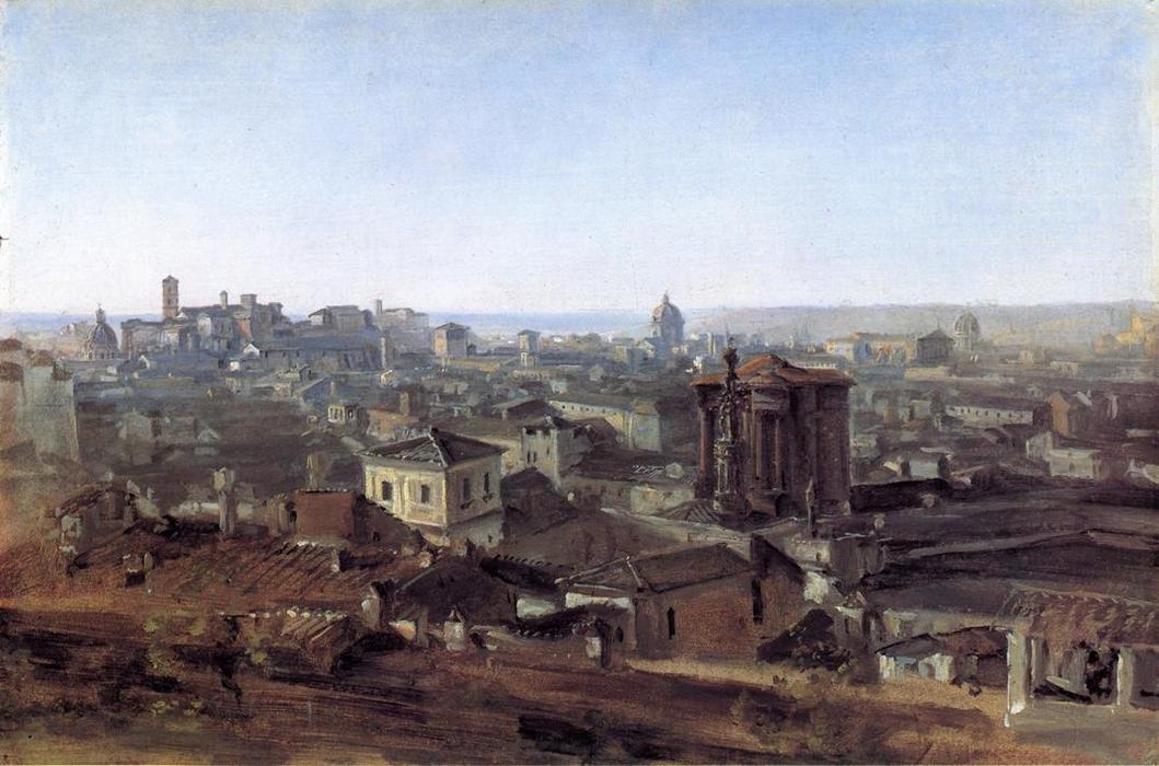 Wikioo.org - The Encyclopedia of Fine Arts - Painting, Artwork by Johann Georg Von Dillis - Three Views of Rome from the Villa Malta: View toward the Capitoline Hill