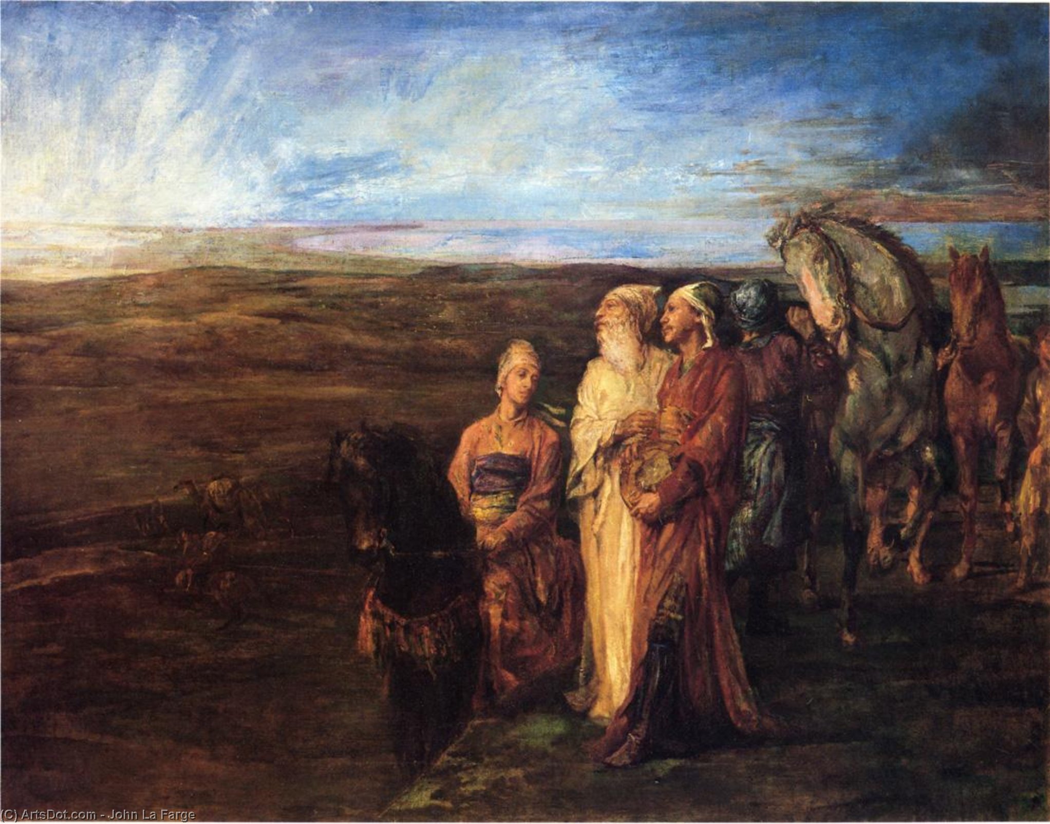 Wikioo.org - The Encyclopedia of Fine Arts - Painting, Artwork by John La Farge - The Three Wise Men (also known as Halt of the Wise Men)