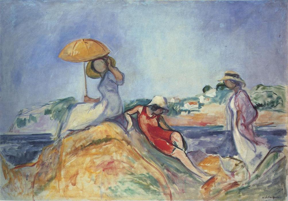 WikiOO.org – 美術百科全書 - 繪畫，作品 Henri Lebasque -  三 妇女 通过  的  大海