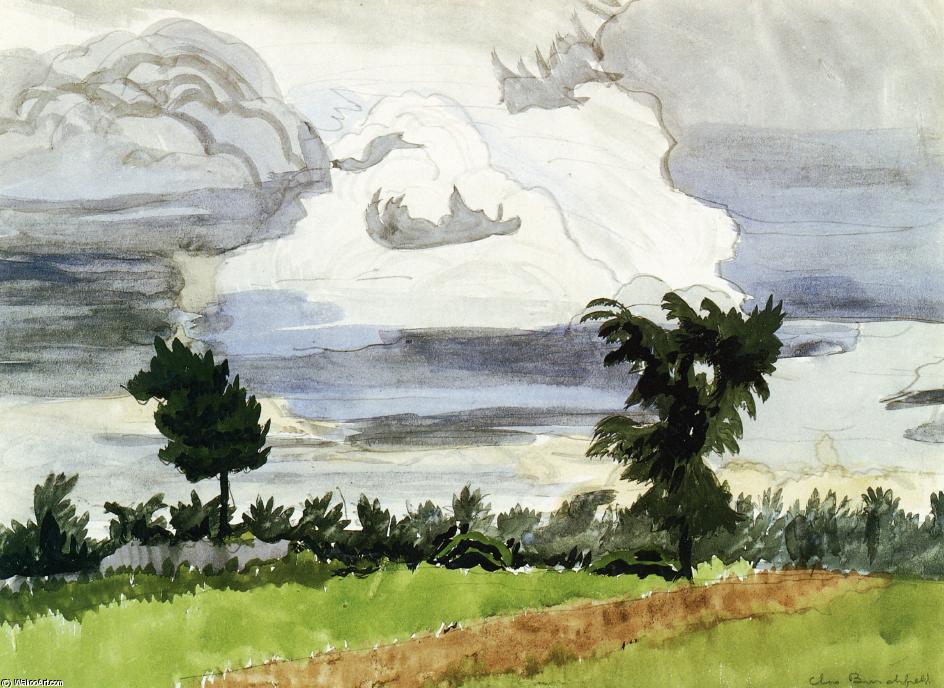 WikiOO.org - Encyclopedia of Fine Arts - Målning, konstverk Charles Ephraim Burchfield - Thunderhead in Rain
