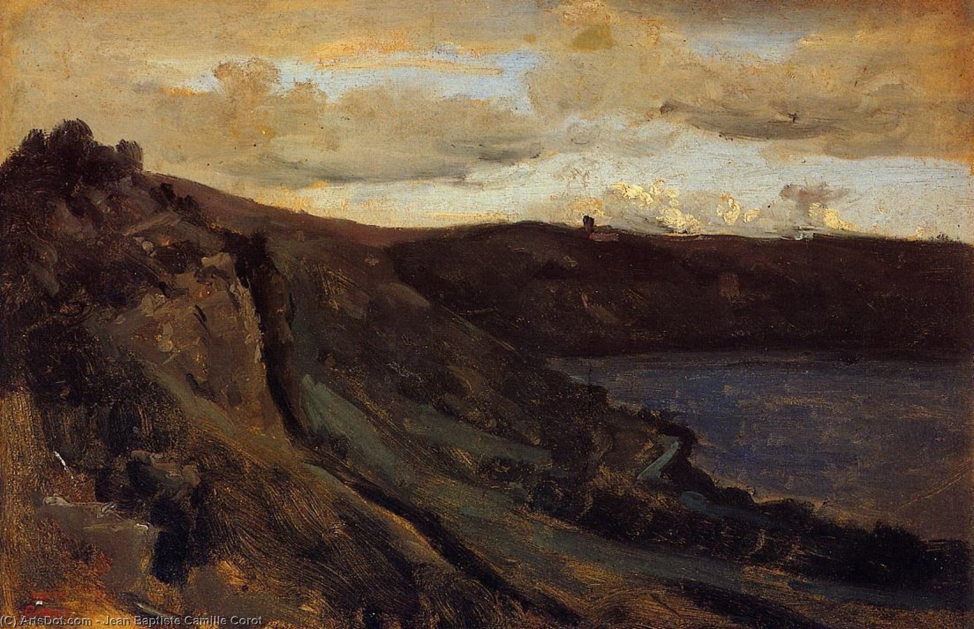 Wikioo.org – L'Encyclopédie des Beaux Arts - Peinture, Oeuvre de Jean Baptiste Camille Corot - le tibre rivière hemmed en par collines