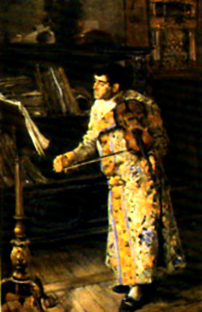 WikiOO.org - Encyclopedia of Fine Arts - Maleri, Artwork José Jiménez Aranda - Tocando el violin