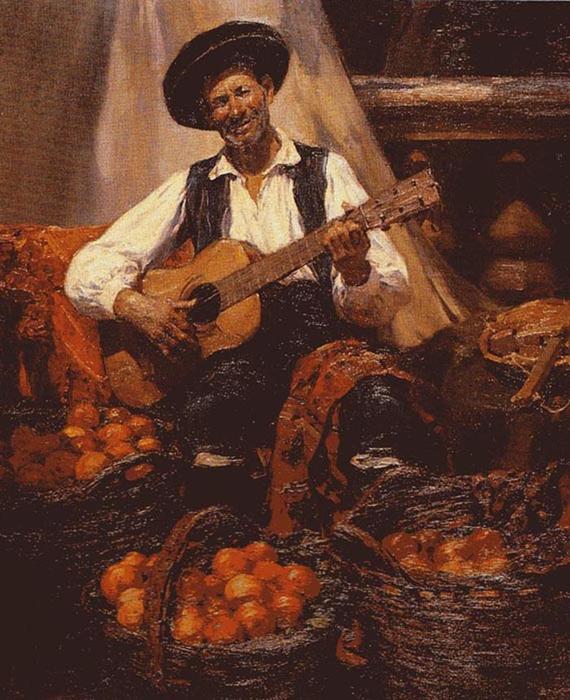 WikiOO.org - Güzel Sanatlar Ansiklopedisi - Resim, Resimler Jose Benlliure Gil - Tocando la guitarra
