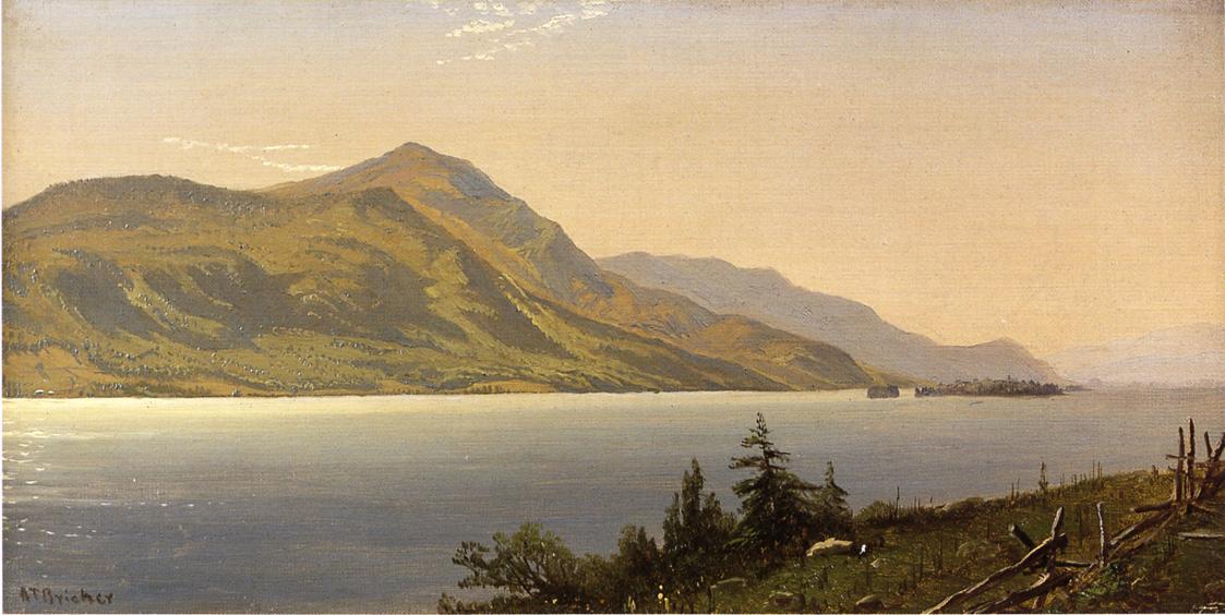 Wikioo.org – L'Encyclopédie des Beaux Arts - Peinture, Oeuvre de Alfred Thompson Bricher - Tontue Mont , lac george ( également connu sous le nom Langue Mont , lac george )