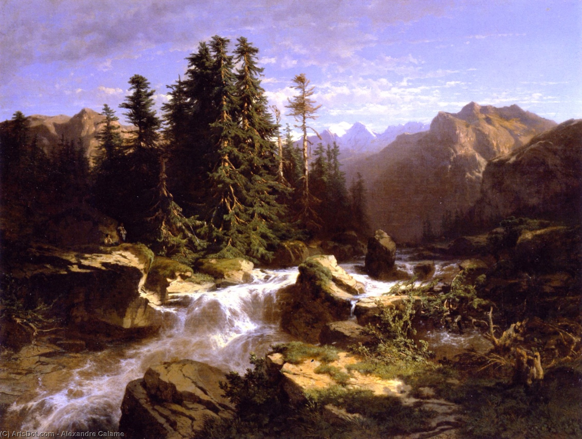Wikioo.org - The Encyclopedia of Fine Arts - Painting, Artwork by Alexandre Calame - Torrent in the Alps