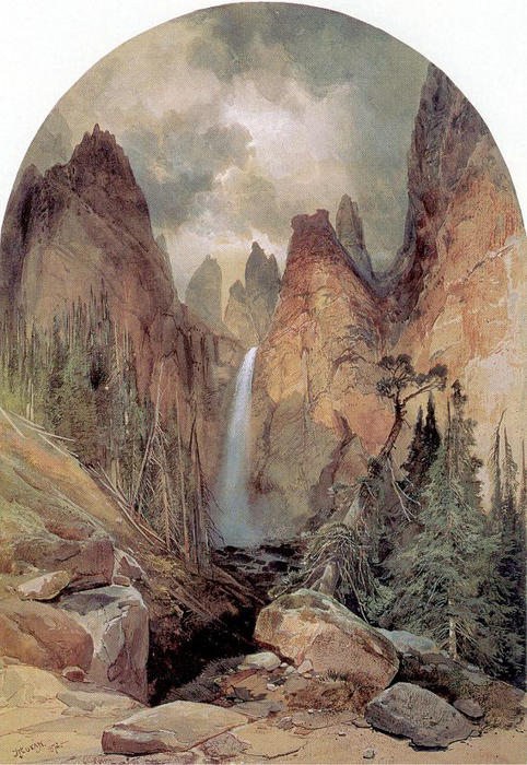 Wikioo.org - Bách khoa toàn thư về mỹ thuật - Vẽ tranh, Tác phẩm nghệ thuật Thomas Moran - Tower Falls
