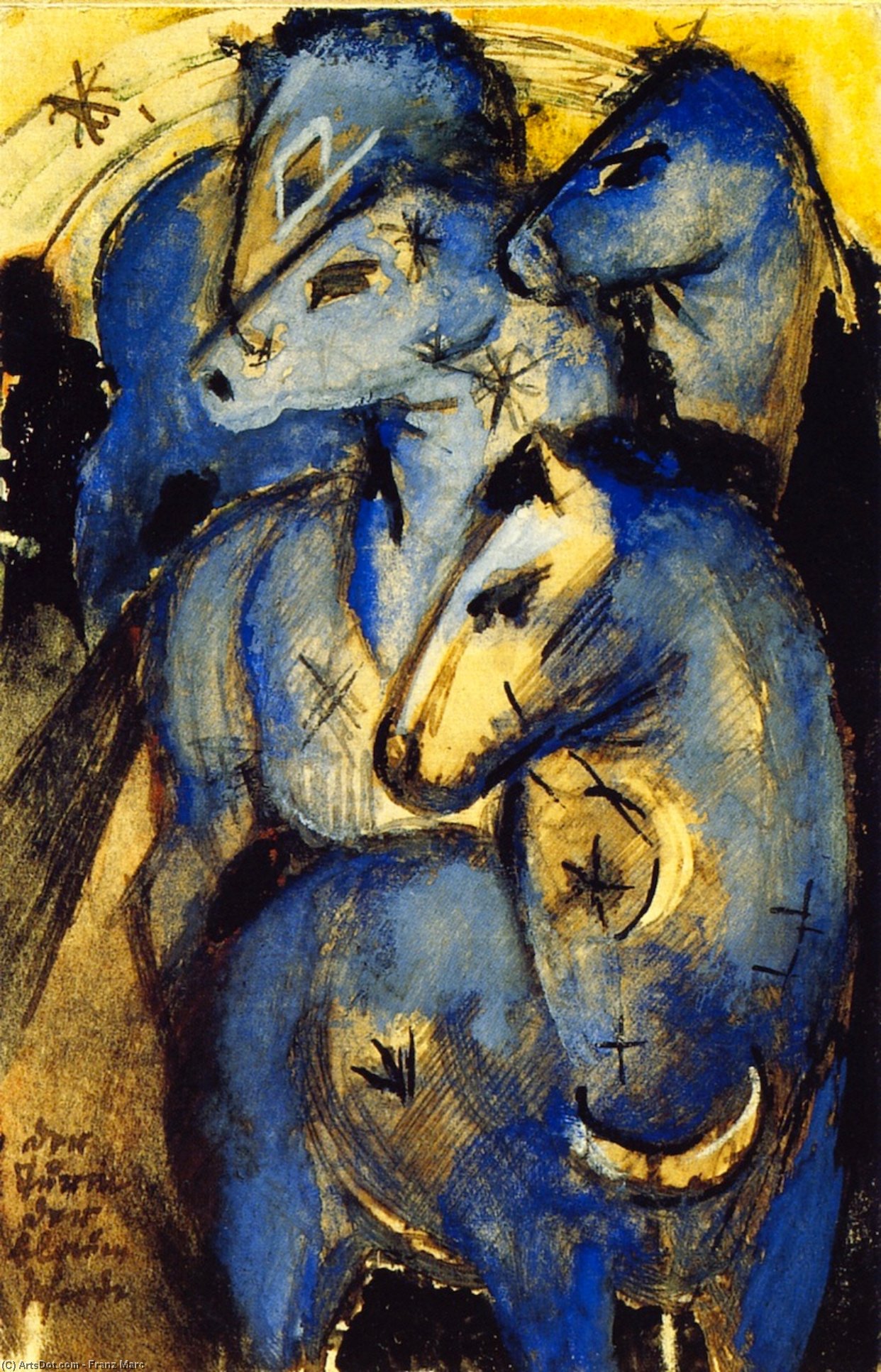 Wikioo.org – La Enciclopedia de las Bellas Artes - Pintura, Obras de arte de Franz Marc - el torre de azul caballos