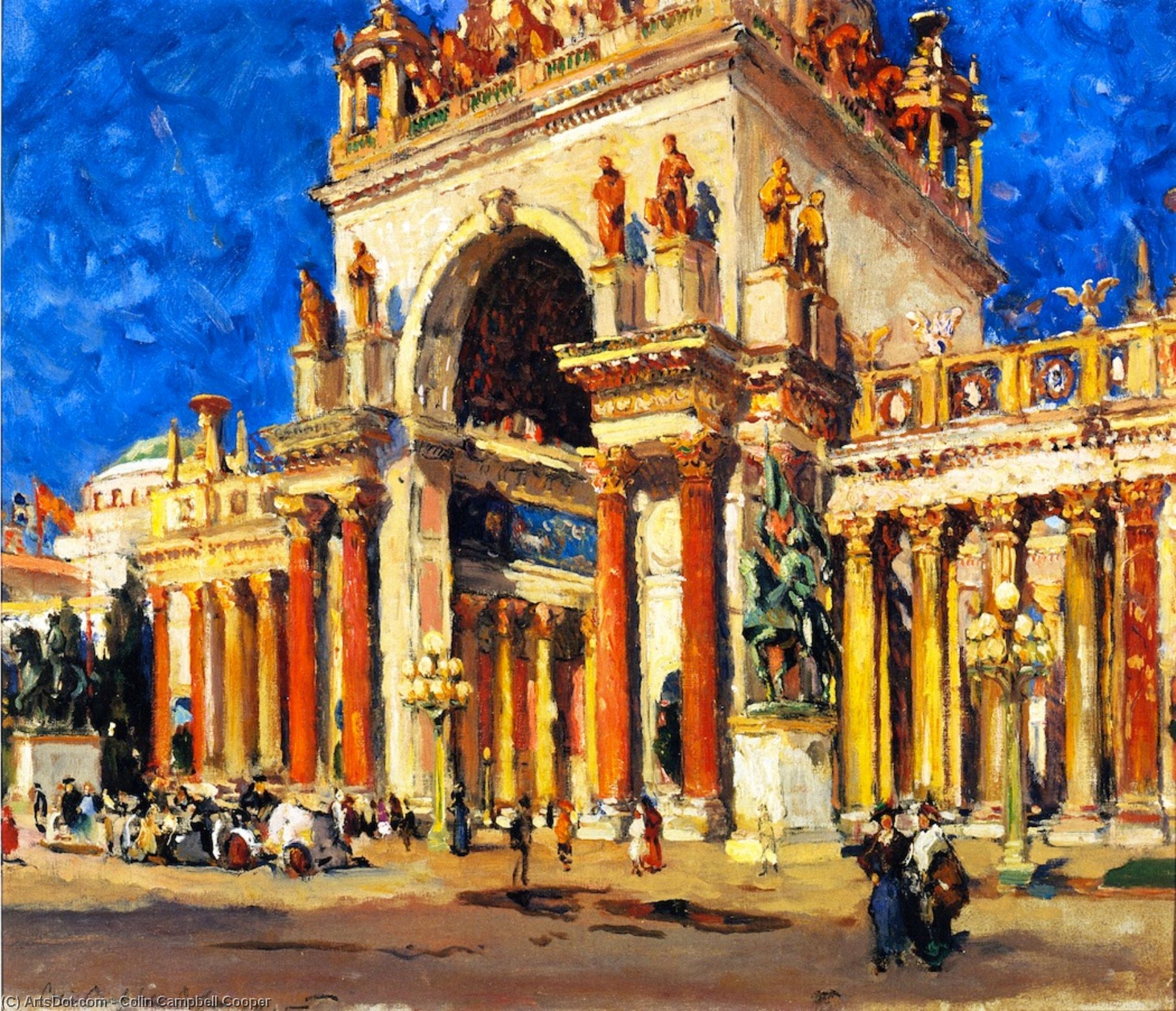 Wikioo.org - The Encyclopedia of Fine Arts - Painting, Artwork by Colin Campbell Cooper - Tower of Jewels, Panama-Pacific International Exposition